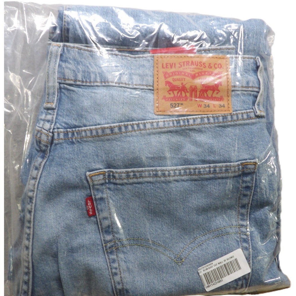 Levi's 527 Slim Bootcut Jeans Men 34x34 Blue Denim Wall of Silence Stretch Pants